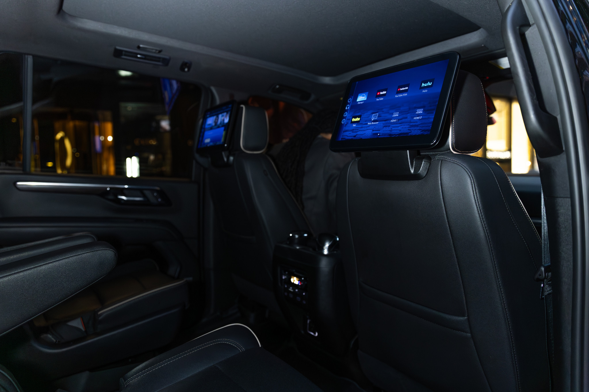 Rear cabin viewed from the open side door